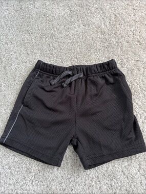 Falls Creek Black Kids Athletic Shorts with Gray Drawstring